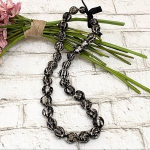 Kukui Nut HAWAIIAN Lei Black/White/Brown Oreo Crinkle Graduation 30” Necklace